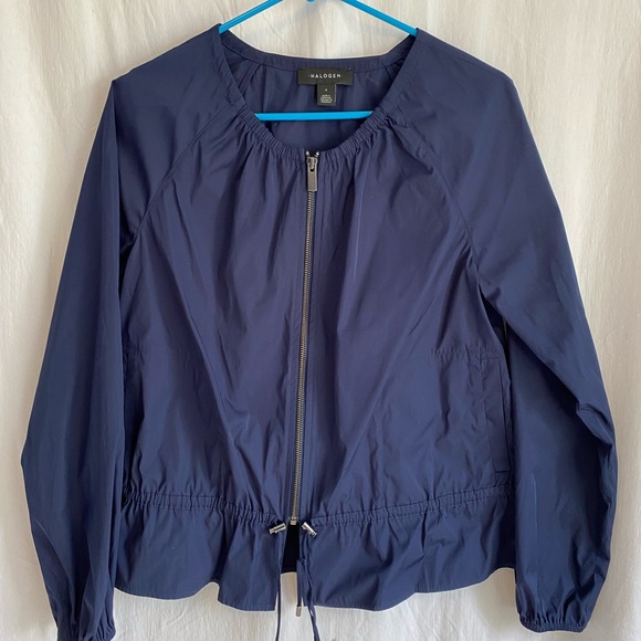 Halogen Women’s Jacket / Peacoat w/ Front Zipper, Drawstring at Waist, Navy, Sm - Picture 3 of 10
